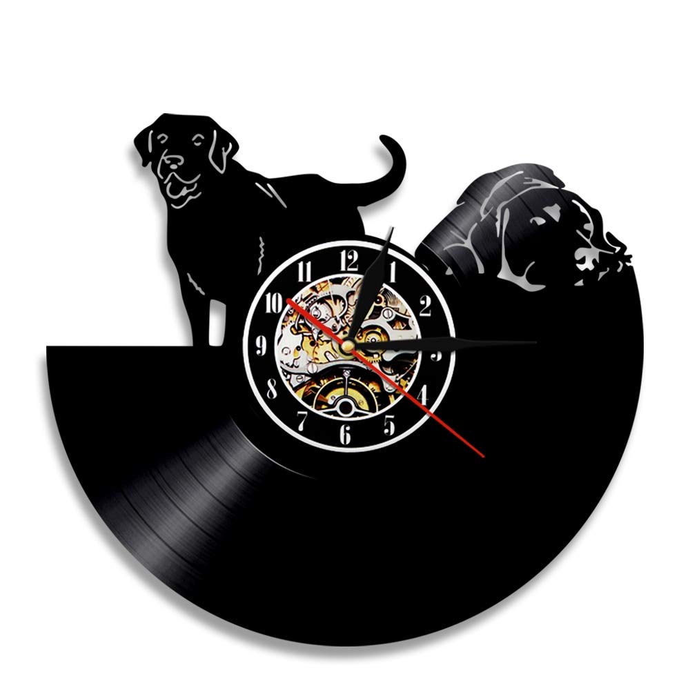 30cm cane orologio da parete in vinile animali vintage moderno casa arte decorativa luce led telecomando cucciolo amante degli animali domestici regalo fatto a mano con 7 colori cambia amico regali