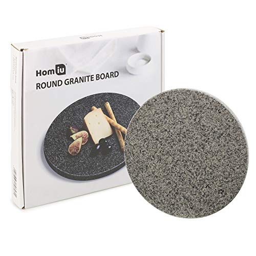 Homiu Schneidebrett, rund, Granit, ca. 26 x 26 x 2,5 cm, leicht zu reinigen, strapazierfähig, Speckle Oberfläche, spülmaschinenfest Cover