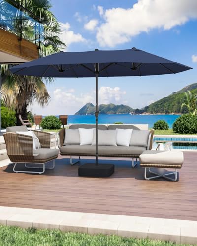 GDPFN 15 ft Double-Sided Patio Umbrella with Base