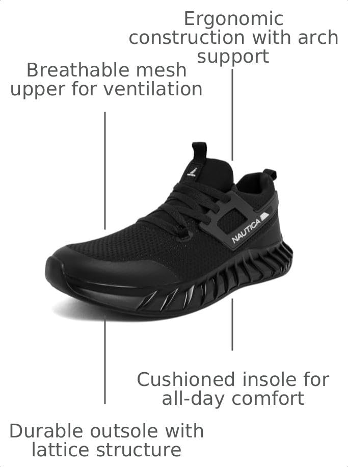 Image of Nautica Men's Casual Fashion Sneakers - Lightweight Lace-Up Athletic Walking Shoes for Gym & Tennis, Comfortable