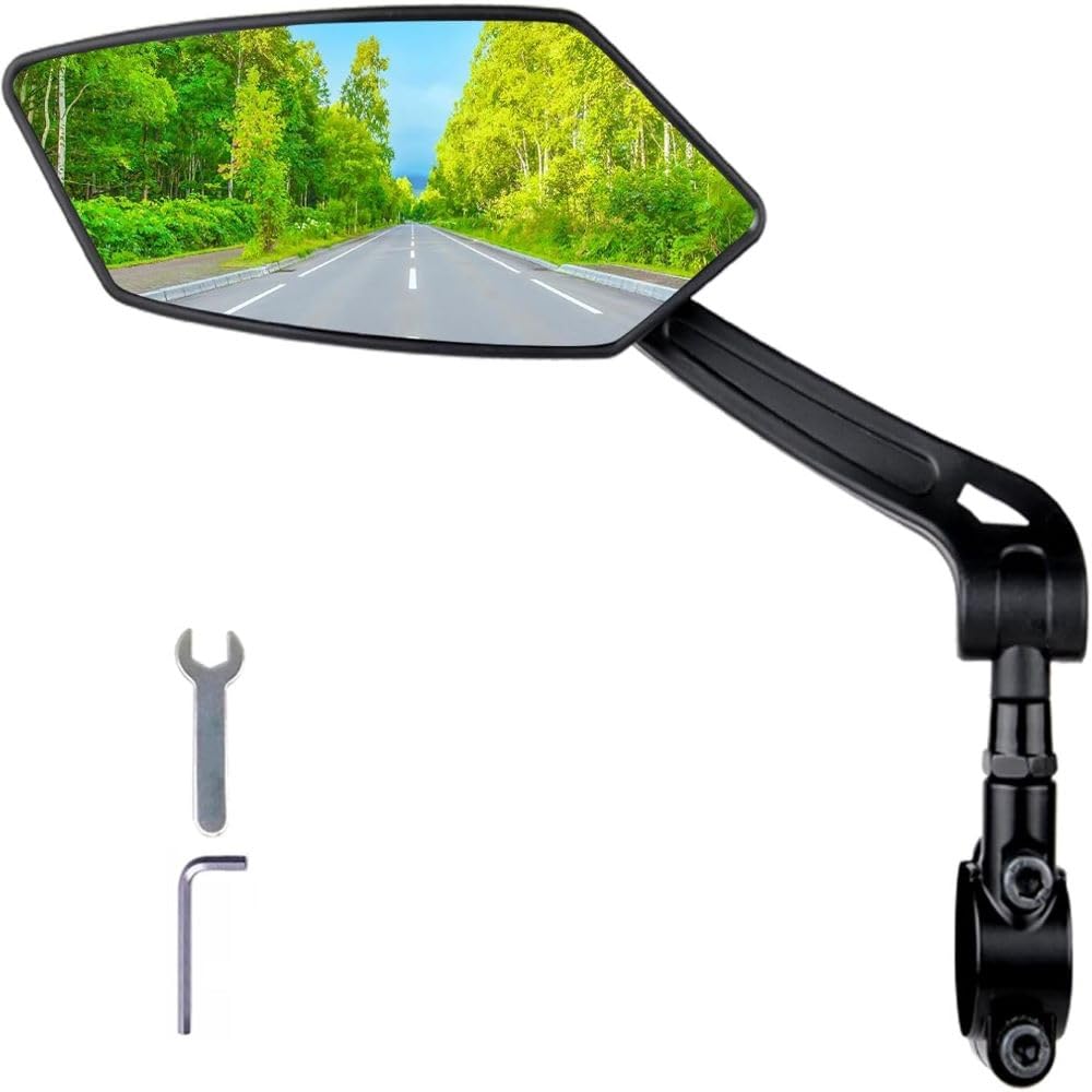 RBRL Fietsspiegel, 360 °Verstelbare Grote Achteruitkijkspiegel met Hoge Resolutie, Onbreekbare en Duurzame Fietsspiegel Achteruitkijkspiegel, Achteruitkijkspiegel voor Universele Elektrische Fietsen