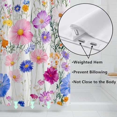 Rideau de douche anti moisissure en polyester avec anneaux inclus