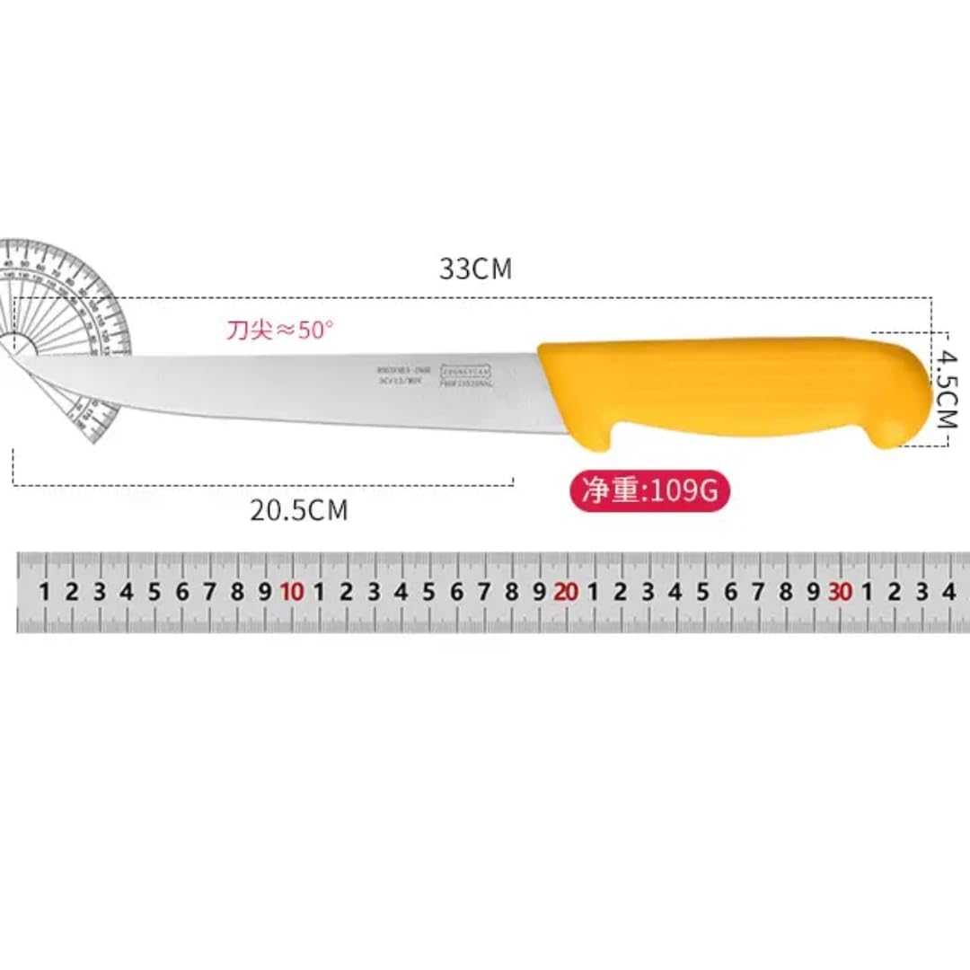 Generico Set Coltelli Professionali da Macellaio, 7 Pezzi, Acciaio Inox, per Carne, Disosso, Scuoiatura e Trinciatura, Manici Ergonomici Antiscivolo