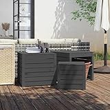JHQHSM Set di 3 scatole da giardino in legno di pino massiccio, grigio, molto spazio per cuscini e attrezzi da giardino, con coperchio, utilizzabile come seduta o tavolo, mobili robusti per esterni