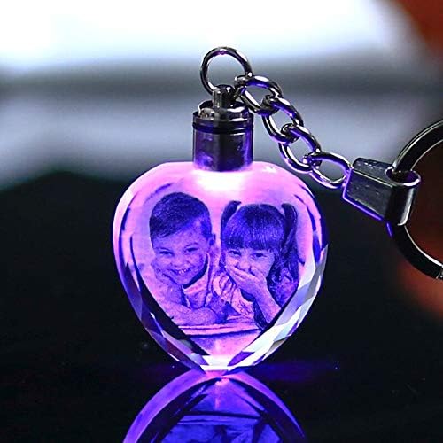 Picture Frame - Customized Souvenirs Gift Decoration Heart Shape K9 Crystal Photos Frame Laser Engrave for Lover Baby Kids Glass Crafts Keychain
