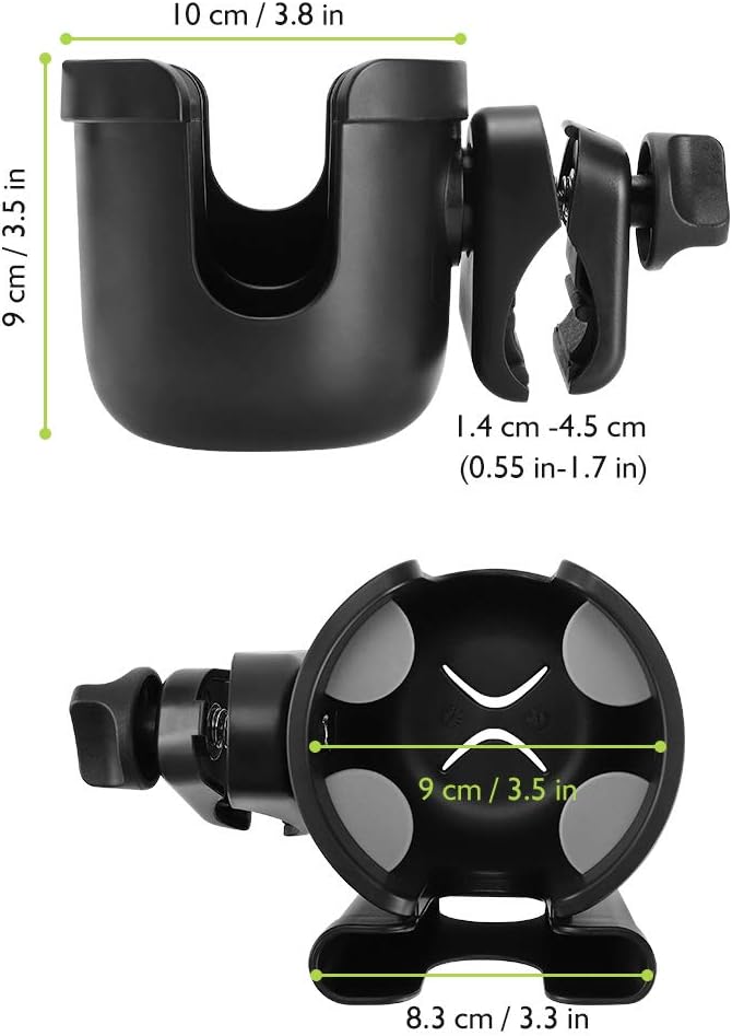Accmor 2 in 1 Walker Cup Holder with Phone Holder, Fits Most Walkers, Wheelchairs, Scooters, Black, ABS Plastic, Rubber