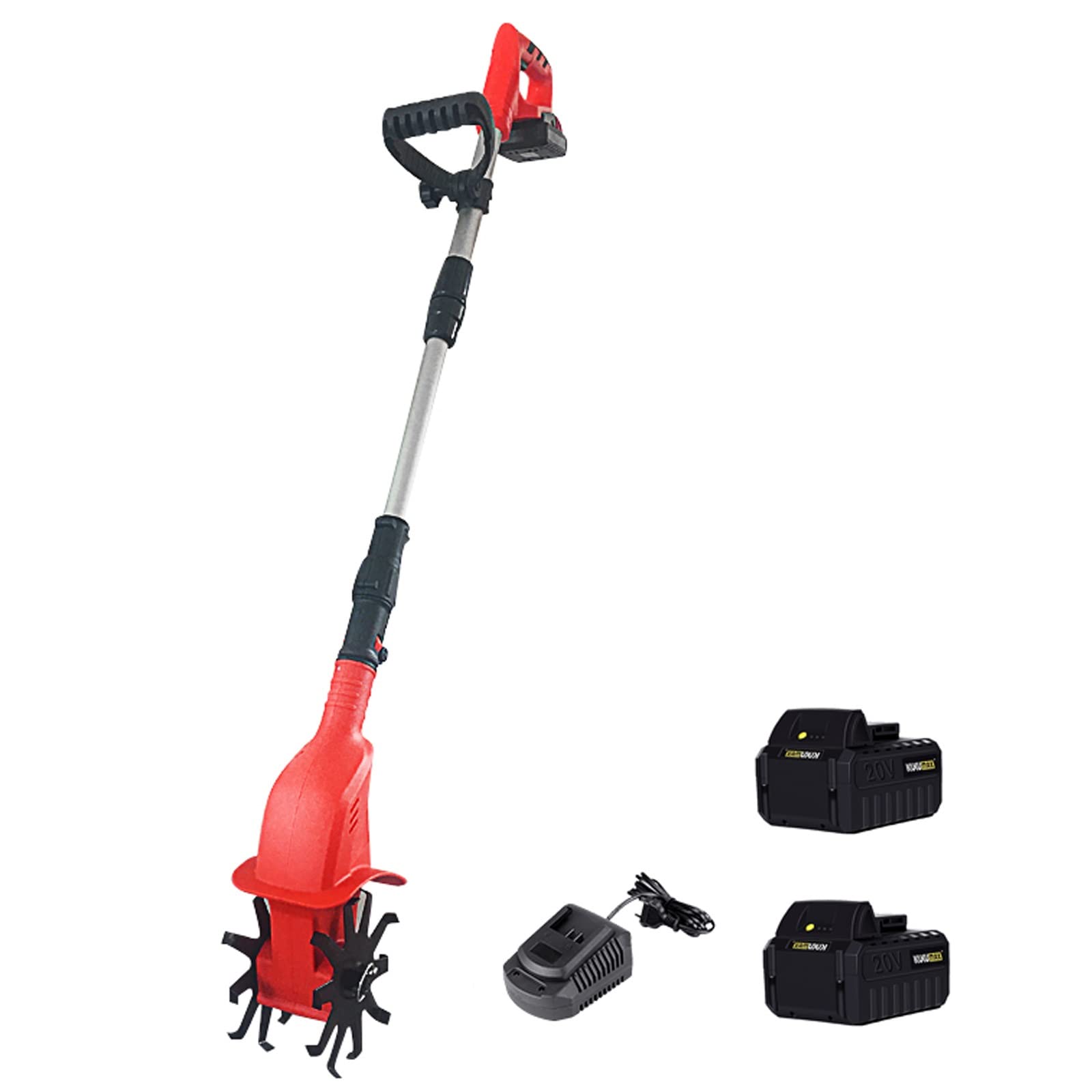 Motoculteur électrique avec batterie 20 V 4000 mAh - Outil de jardin motorisé pour ameublir le sol, largeur de travail 10 cm et profondeur de labour 25 cm - Chargeur inclus pour pelouse et jardin