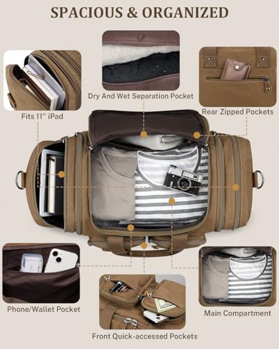 Image of Gonex Duffle Bag for Travel, Expandable 50L Overnight Weekender Gym Bag