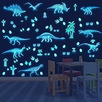 Leuchtende Dinosaurier Wandsticker Selbstklebend Dinosaurier Wandtattoo Kinderzimmer für Glühen im Dunkeln Aufkleber, Dino Leuchtsticker Wandtattoo für Junge Kinderzimmer Schlafzimmer Geschenke