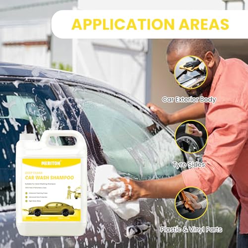 Image of Meriton 5 Liter Car Wash Shampoo - Concentrate | pH Neutral Formula | Enhanced Cleaning Power | High-Foam Deep Cleaning | Wax Protection | High Gloss Finish | Ideal for Hand Washing