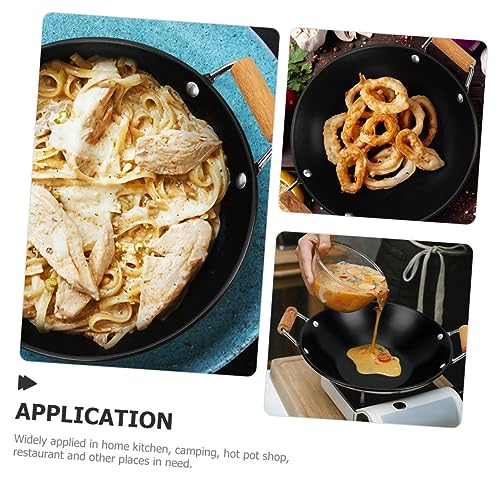 2 piezas Wok para cocina con mango de madera miniatura 5