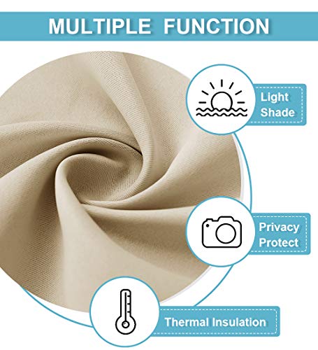 RYB HOME Blackout Curtains Short - Privacy Energy Efficient Window Curtain Panels Room Darkening Shade Tiers Pair for Kitchen Nursery Kids Bedroom, Wide 29 x Long 30 inch, Biscotti Beige