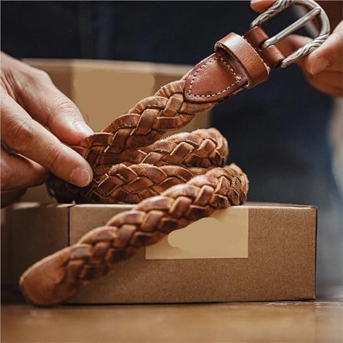 Woven Two-Layer Vegetable Tanned Belt For Men's Versatile Brown Accessory2