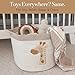 Giraffe Storage Basket for Nursery – Large 15”x11” Cotton Rope Bin with Soft Felt Animal Patch – Toy Organizer, Baby Laundry Hamper, Diaper & Towel Holder – Foldable, Washable & Baby-Safe