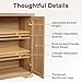 Memobarco Fluted Buffet Cabinet with Storage Accent Sideboard,Modern Credenza with 4 Doors & Adjustable Shelves,Wood Coffee Bar Table Console for Dining Room Kitchen Living Room Entryway,Natural Oak