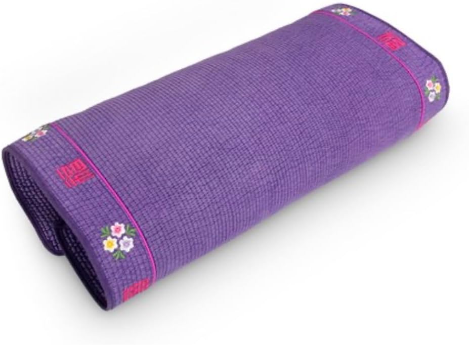 Pigment Chungmu Embroidery Cypress Buckwheat Square Neck Pillow, Neck Support Pillow for Pain Relief & Comfortable Sleep (Violet)