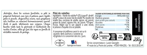 Lucien Georgelin Terrine aux 3 volailles canarddindepoule 200 g - vue 3