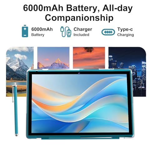 Image of 10 Inch Tablet With Case Stylus, Android 15 Tablets 8GB RAM 32GB ROM Support 1TB Expand, 10.1 IN Tableta Includes Tablet Protective Cover Dual Camera 5G WiFi-6, 6000mAh Battery 10 inch Android Tablet.