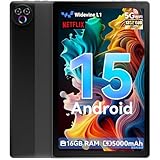 Laptok Tablet 10.1 pollici Android 15, 16GB RAM, 1332 * 800 HD丨5G WiFi丨BT5.4, Tab PC con Doppia Fotocamera, Android Tablet con Doppio Altoparlante, Batteria 5000mAh, GMS Widevine L1 (Nero)
