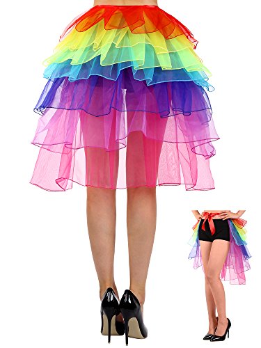 SATINIOR Womens Rainbow Tutu Skirt Layered Tulle Dancing Bustle Skirt for Cosplay Costume (S-M Multicoloured)
