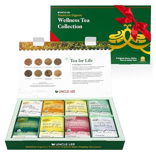Uncle Lee’s Organic Tea Variety Gift Set – Wellness Collection with 8 Teas (6 Bags Each) in a Premium Gift Box, 3.3 Oz