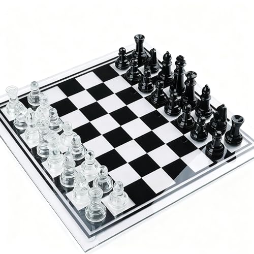 Juego de Ajedrez de Vidrio Transparente 35 cm miniatura 2