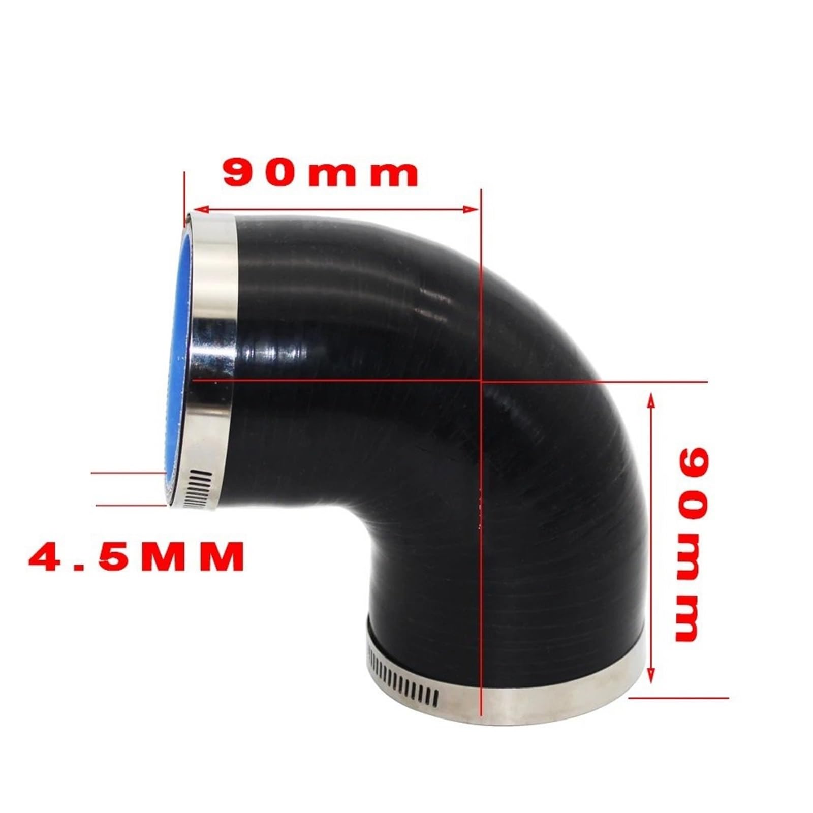 wąż do wody chłodzącej Uniwersalny wąż silikonowy 90 stopni złącze samochodowe intercooler turbo wlot rura łącznik wiele rozmiarów(63MM)