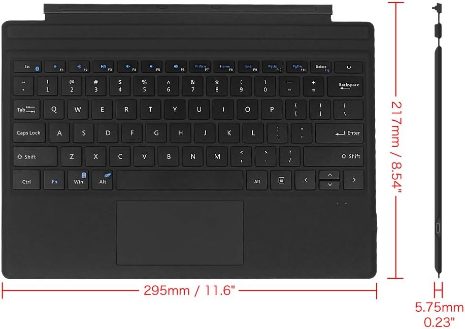 Fintie Type Cover for Microsoft Surface Pro 7 Plus/Pro 7 / Pro 6 / Pro 5 / Pro 4 / Pro 3, Ultrathin Portable Wireless Bluetooth Keyboard with Built-in Rechargeable Battery (Black)