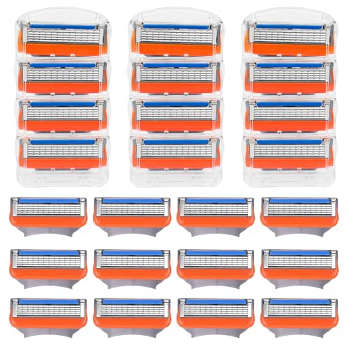 24 cuchillas de repuesto Fusion 5 para afeitadoras Fusion-5, cuchillas de afeitar de 5 pliegues, compatibles con afeitadoras húmedas. Cuchilla de afeitar para hombre.