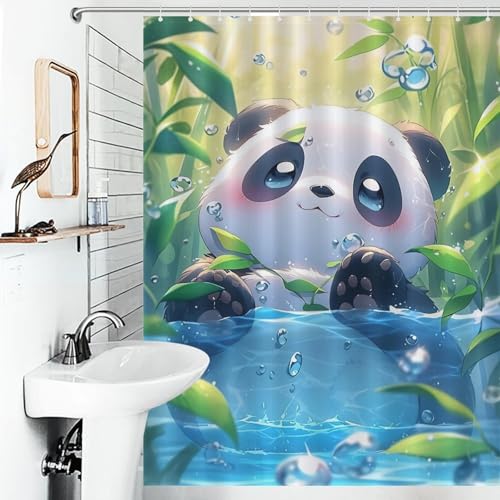 Rideau de douche impermeable 140x183 cm en tissu lavable avec crochets - 6