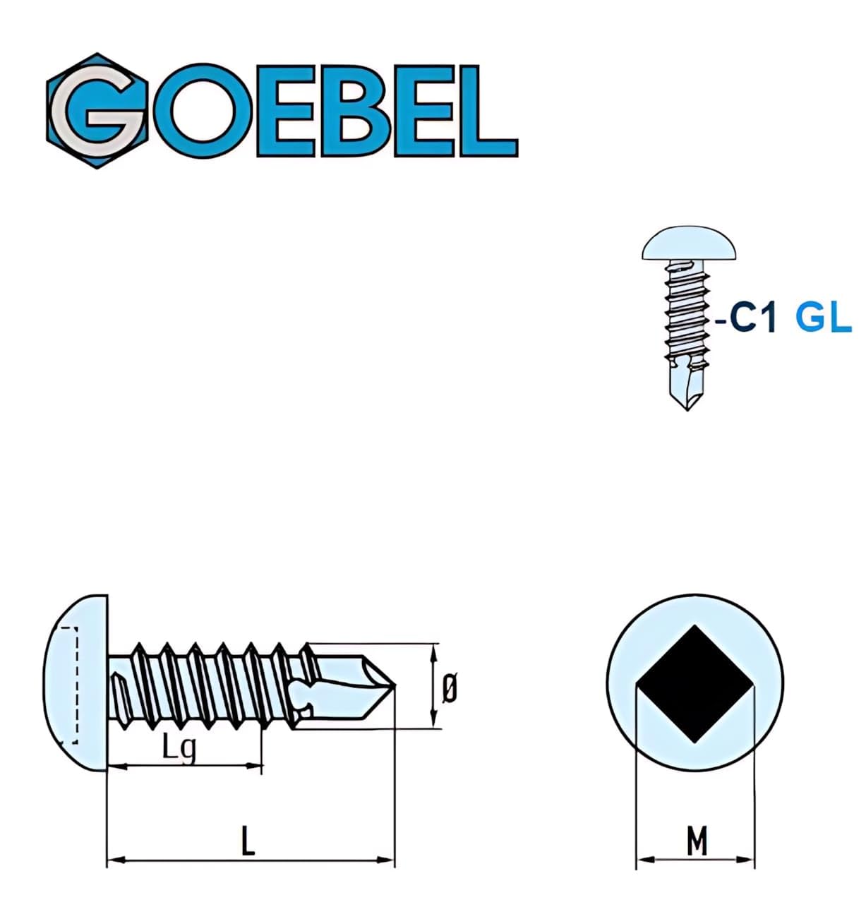 GOEBEL® - 1000 unidades - Tornillo de cabeza avellanada de 4,2 x 16,0 mm de acero inoxidable C1 GOEBEL plata GL DIN7504SQ estándar lenticular cuadrado interior - Tornillo autorroscante