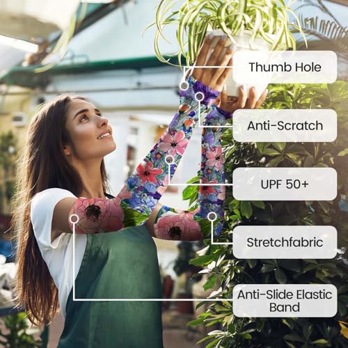 Image of YPHCDO Gardening Sleeves for Women Farm Sun Protection Thorn Proof Cooling Arm Sleeves to Cover Arms for Garden Sports