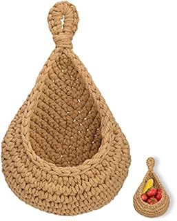 KINBOM Jute Hanging Basket, Boho Storage Basket Vegetable Fruit Baskets Hanging Decorative Basket for Living Room Bathroom Kitchen and Bedroom(XL, 34 x 24 x 12.5cm/ 13.4 x 9.4 x 4.9Inch)