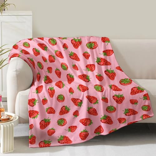 NuKuNsKf strawberry throw blanket gift for women girls mom kids adults teens birthday christmas valentine decor strawberry fruit theme bedroom living room sofa throw blanket liner - Cosy Home Interiors NuKuNsKf strawberry throw blanket gift for women girls mom kids adults teens birthday christmas valentine decor strawberry fruit theme bedroom living room sofa throw blanket liner