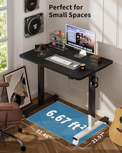 Image of Okin Electric Standing Desk, 40 x 24 Inches Whole Piece Height Adjustable Desk, Black Sit to Stand Desks Computer Workstation with Wheels for Home Office