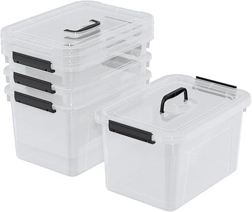 Miniatura 4 de Paquete de 4 contenedores de almacenamiento de 10.5 cuartos de galón con asa, caja de cierre transparente