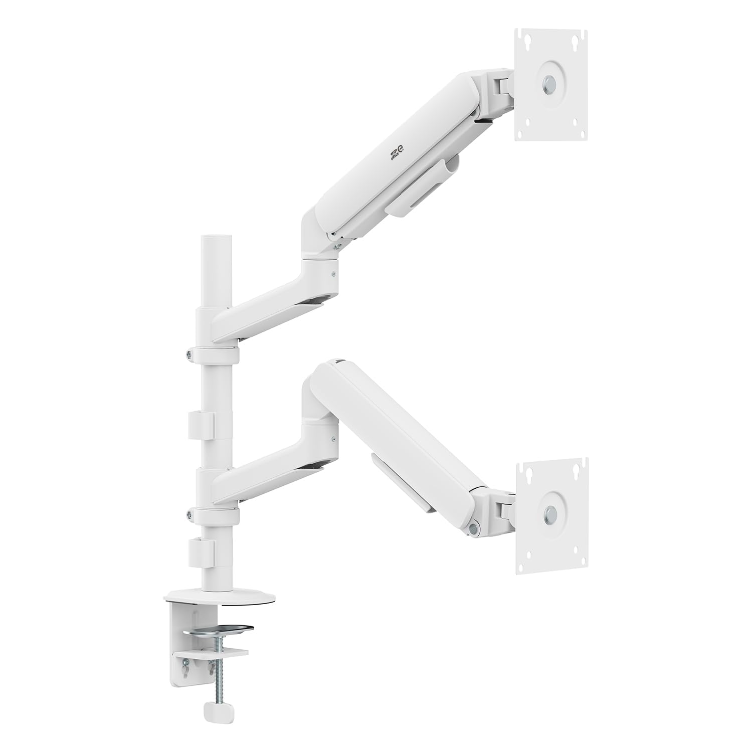 Supporto per 2 monitor Ergo Office (17-32 pollici), doppia molla a gas, VESA 75 x 75, 100 x 100, 2 x 10 kg, regolazione in altezza, rotazione, inclinazione, montaggio sul piano del tavolo (bianco)