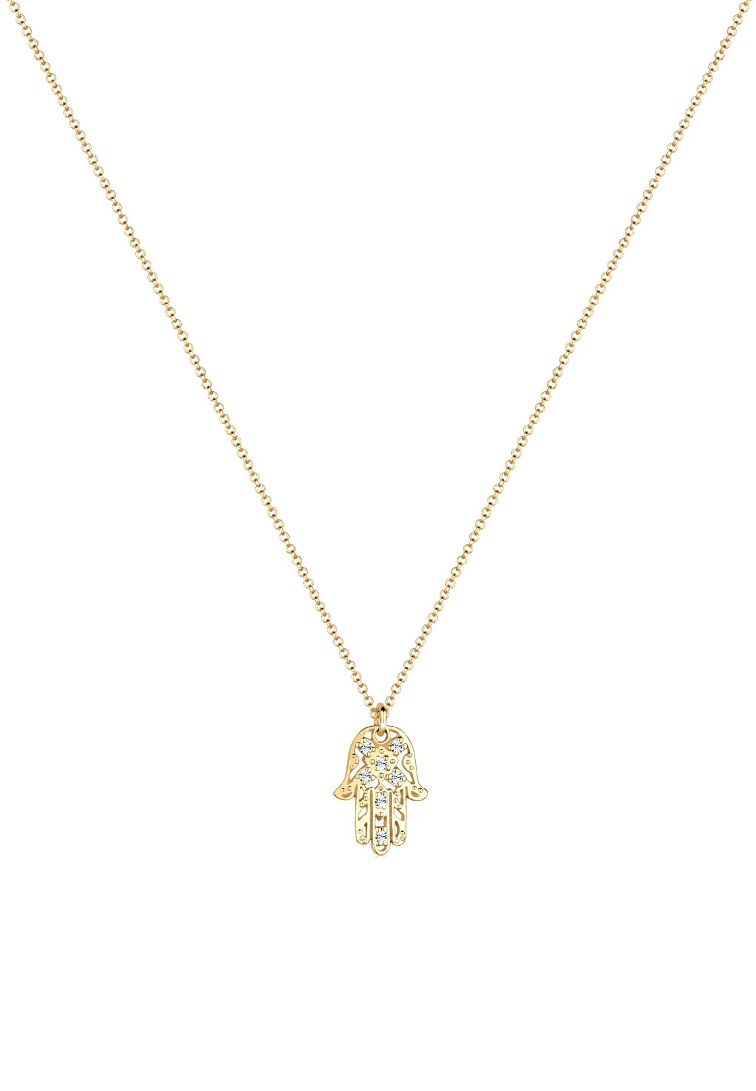 Elli Halskette Damen Hamsa Hand Anhänger mit Kristallen