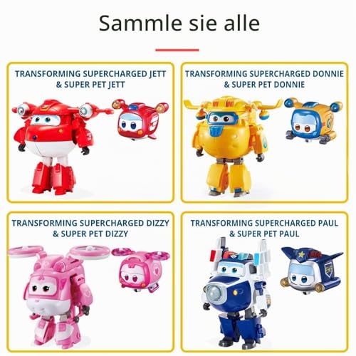 Super Wings Transforming Flugzeug Supercharged und Super Pet Jett, Spielzeug für Kinder ab 3 Jahren… – Ansicht 5