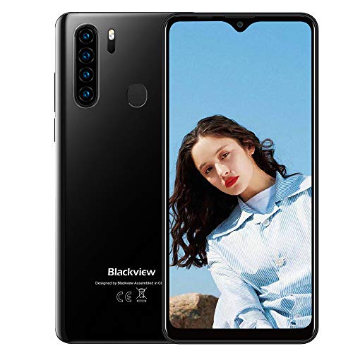 Blackview A80 Pro (2020) Smartphone ohne Vertrag 4G - 6,49 Zoll (16.48cm) HD+, 4680mAh Akku, 13MP-Quad-Kamera Helio P25 Octa-Core 4GB RAM/64GB ROM, 128GB erweiterbar Dual SIM Android Handy - Schwarz