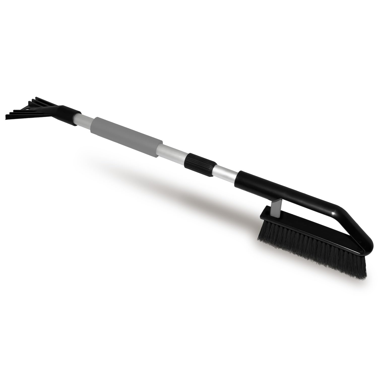 ToM PaR Brush and Scraper, Extendable Telescopic Stick, Ergonomic Soft Handle, Car Ice Scraper with Broom 2-in-1 Snow Brush and Ice Scraper, Cleaning Brush, Length: 82-110 cm, Grey