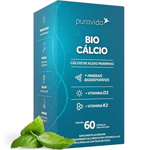 Bio Cálcio com Vitaminas D3 e K2-60 Cápsulas - Puravida