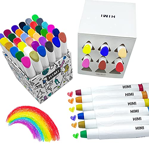 HIMI 36 Pcs Washable Crayons Watercolor Set for Kids/Toddler/Adults -Non-Toxic & No Mess Coloring Gel Crayons | Twistable, Retractable Color Crayons, Oil Pastels, Watercolor Painting Art Suppliesâ€¦
