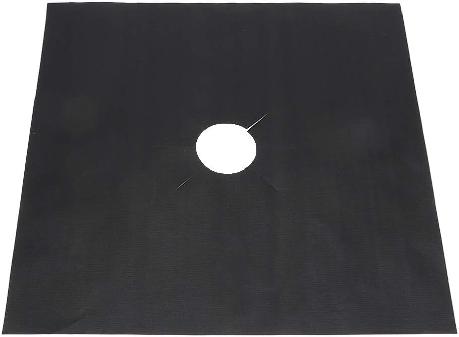 6cs Stove Protector Liners, Double Thickness Reusable Non Stick Heat Proof Gas Range Protectors(Black)