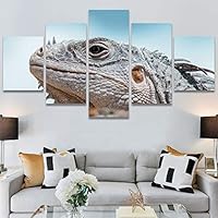 SIGNWIN 5 Panel Canvas Wall Art Alligators Closeup Dramatic Expressionism Hallway Minimalist Multicolor for Home Decorations Ready to Hang - 60