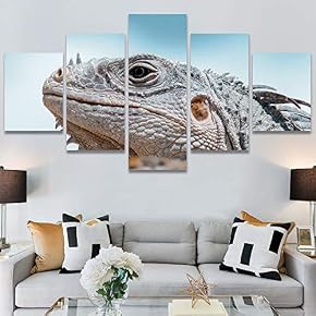 SIGNWIN 5 Panel Canvas Wall Art Alligators Closeup...