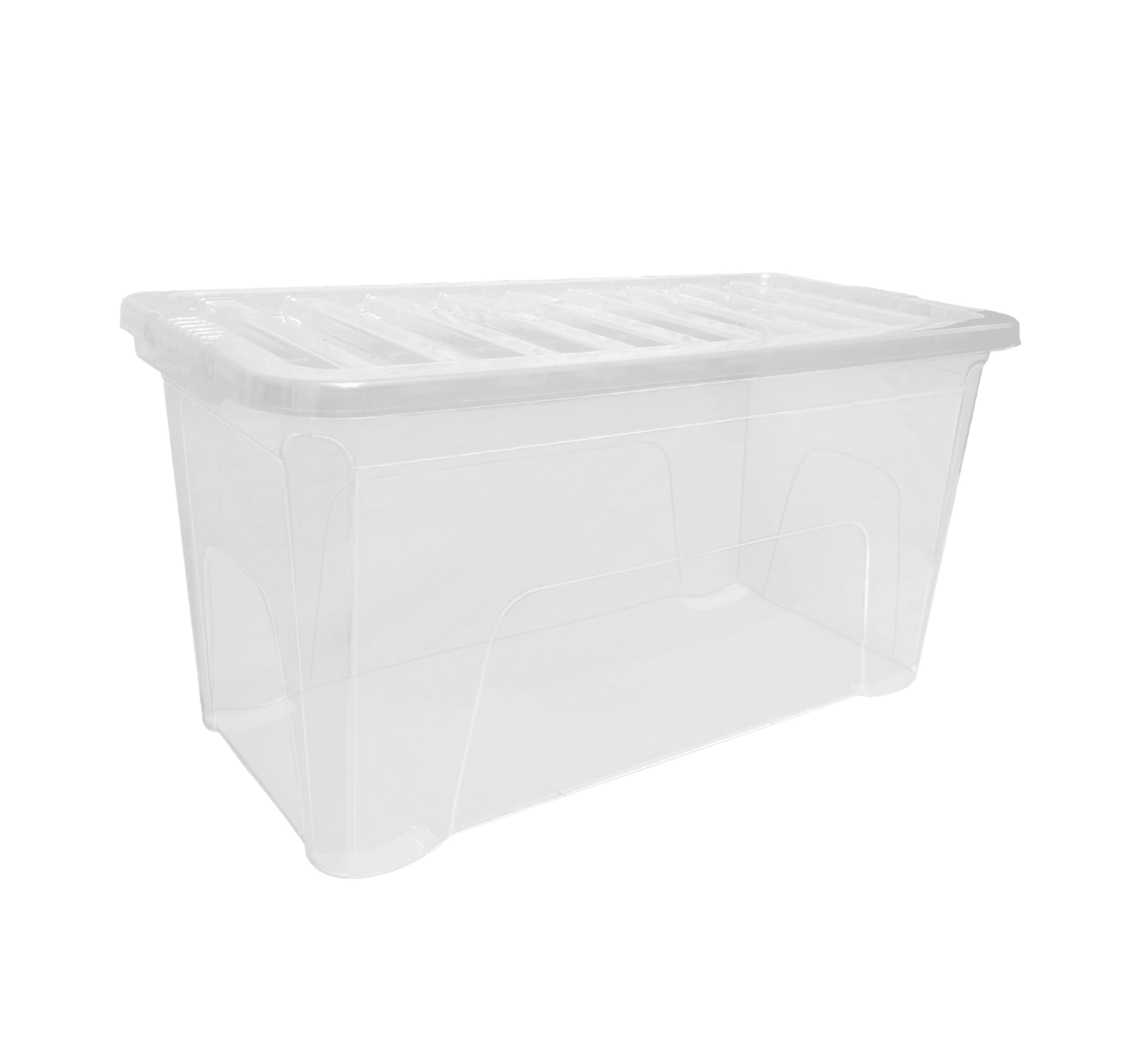 Vivo Technologies 110L Plastic Storage Boxes Pack of 5 Extra Large Clear Box with Lids Durable Stackable Nestable Container for Home Office Kitchen