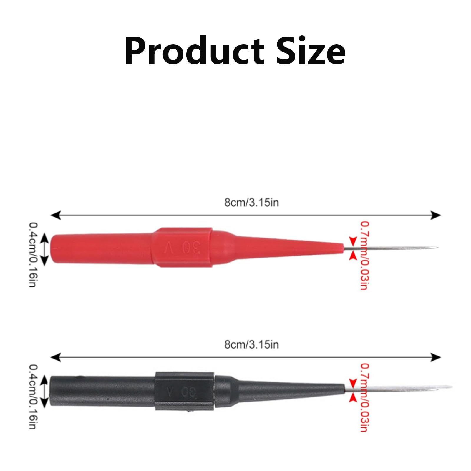 ANBOO Pack of 10 0.7 mm Multimeter Test Probes, Red Black, red, black - Image 2