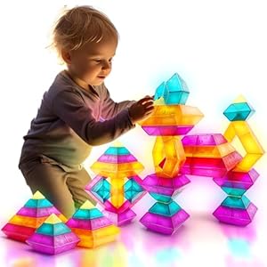 Building Block Sets for Kids 1 2 3 4 5 6 Year Old, 30 Pcs Stacking Blocks Toys for Boys Girls, STEM Preschool Learning Activities Educational Light Table Toys Gifts for Toddlers Children Age 18+ Month