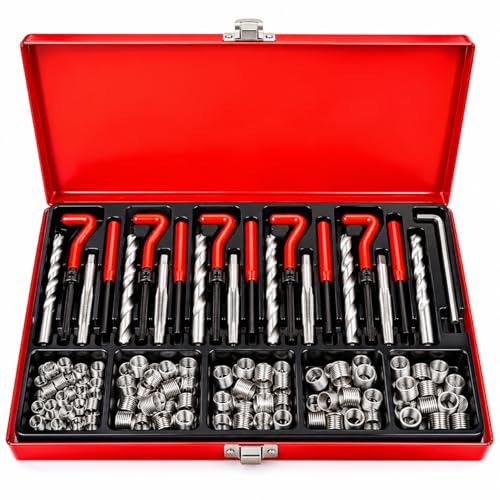 Solución para roscas dañadas con kit de reparación de roscas de 131 piezas M5 M6 M8 M10 M12
